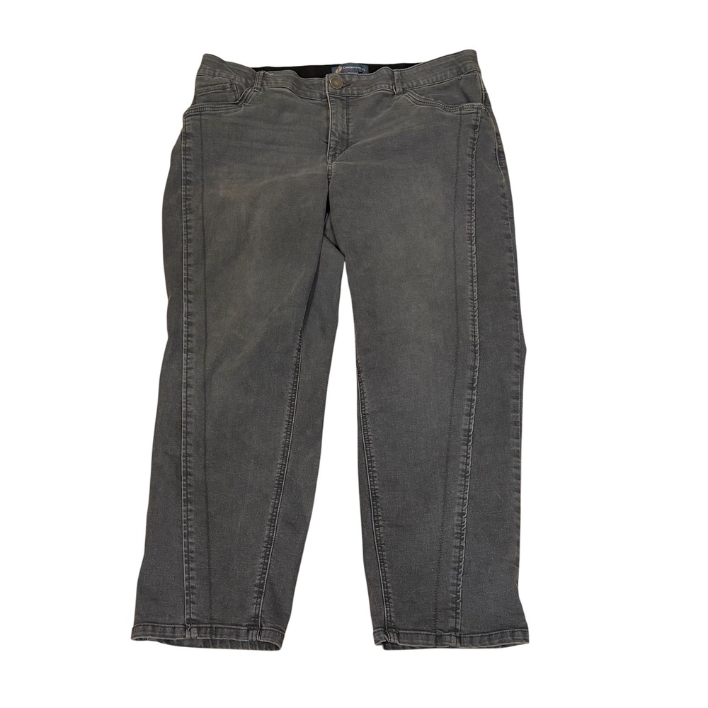Democracy Ab-solution Straight Leg Jeans Faded Black Gray Seam Detail 18W Punk